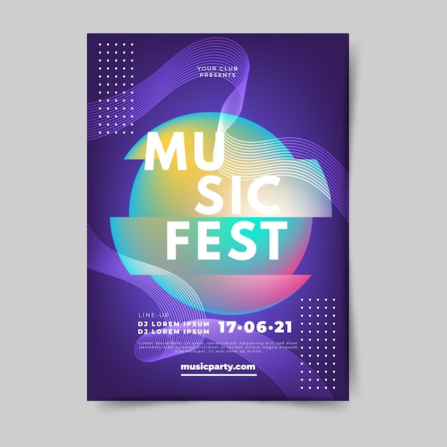 Abstract gradient music poster template