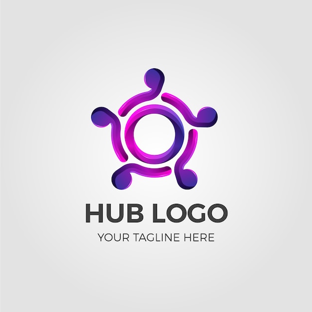 Free Vector abstract gradient purple hub logo with tagline