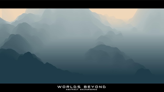 Free Vector abstract gray landscape with misty fog till horizon over mountain slopes gradient eroded terrain surface worlds beyond