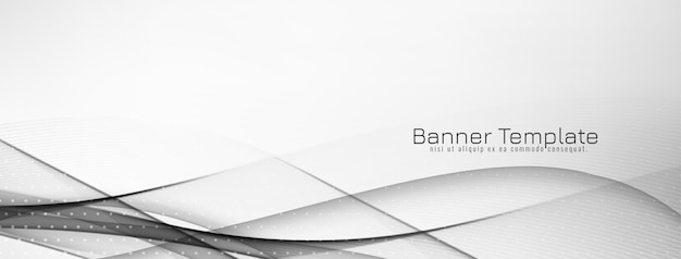 Abstract gray and white stylish wavy banner design vector