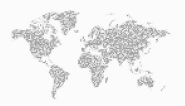 Free Vector abstract gray world map in dotted style vector design