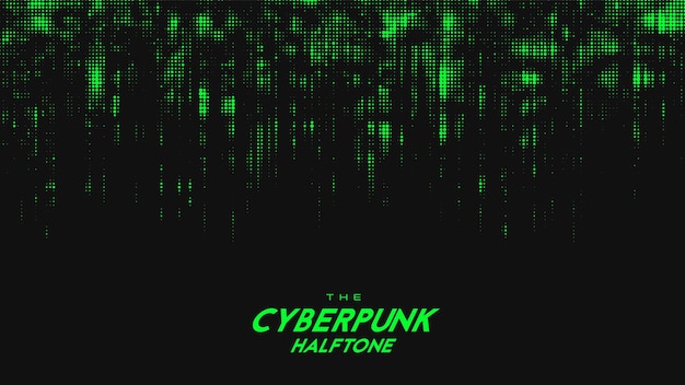 Abstract green cyberpunk halftone sound wave