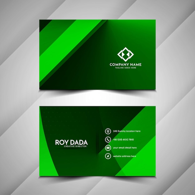 Free vector abstract green geometric design visiting card template