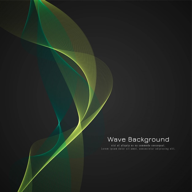 Abstract green glossy wave background