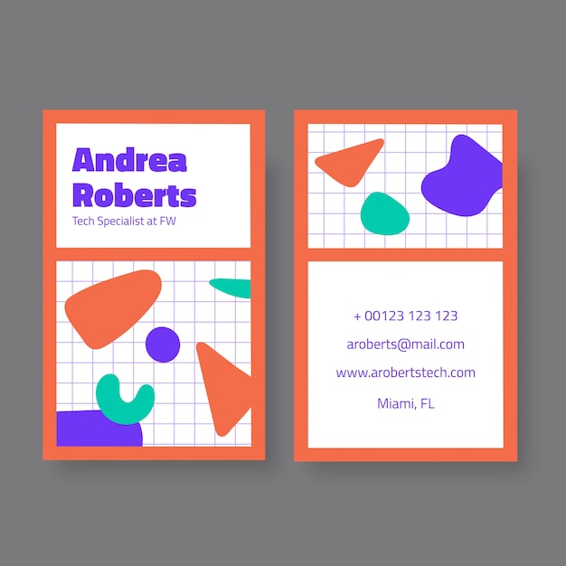 Abstract grid tech business card