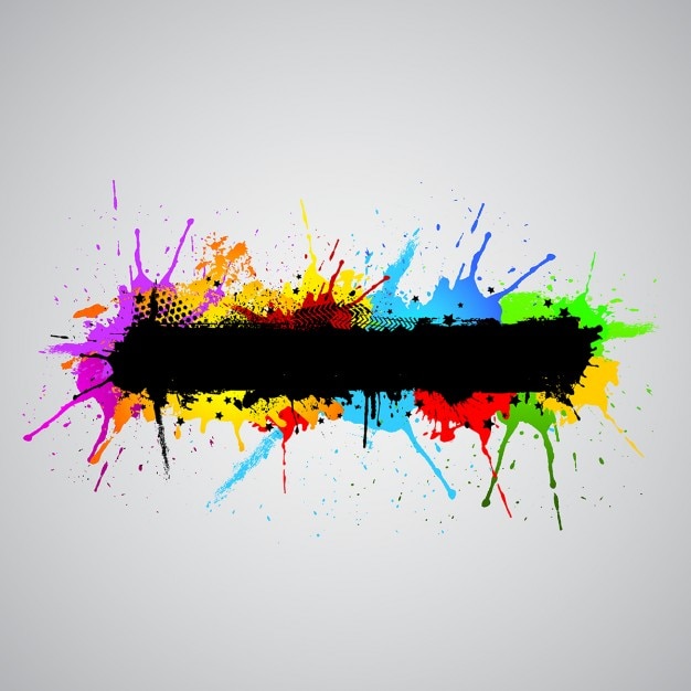 Abstract grunge background with colourful paint splashes