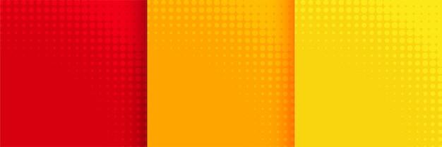 Free Vector abstract halftone background set in red orange and yellow color