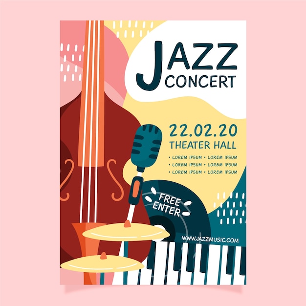 Abstract hand drawn jazz music flyer template