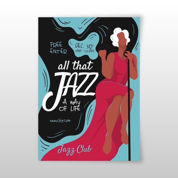 Abstract hand drawn jazz music poster template