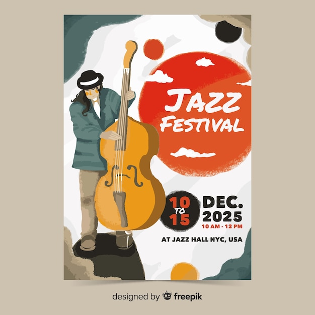 Free Vector abstract hand drawn jazz poster template