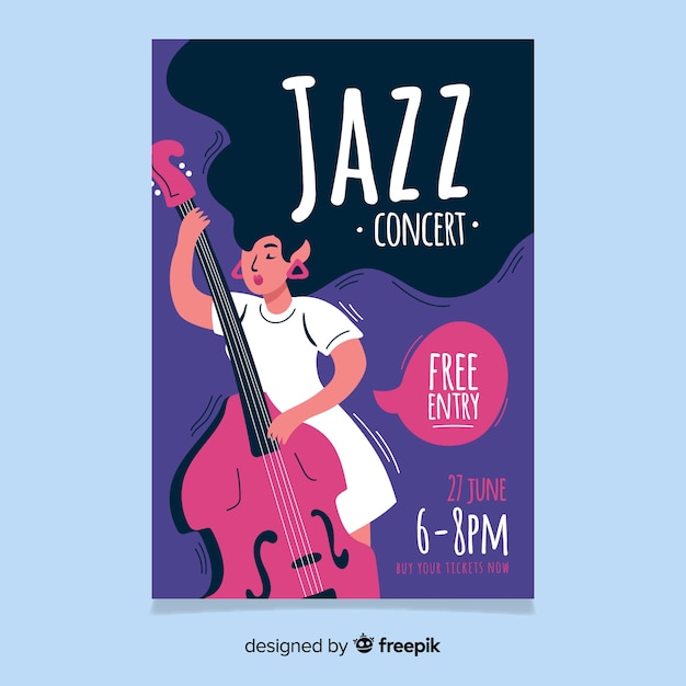 Abstract hand drawn jazz poster template