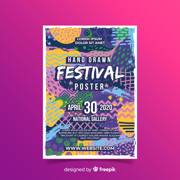 Free Vector abstract hand drawn music festival poster