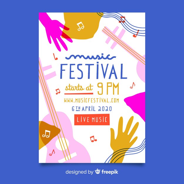 Abstract hand drawn music festival poster