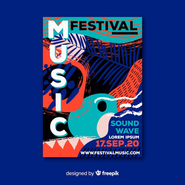 Free Vector abstract hand drawn music festival poster