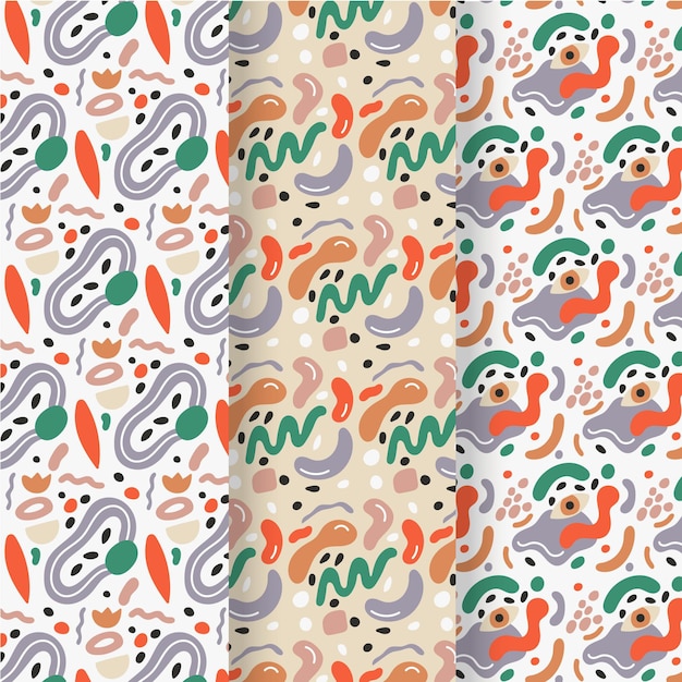 Free Vector abstract hand drawn pattern collection