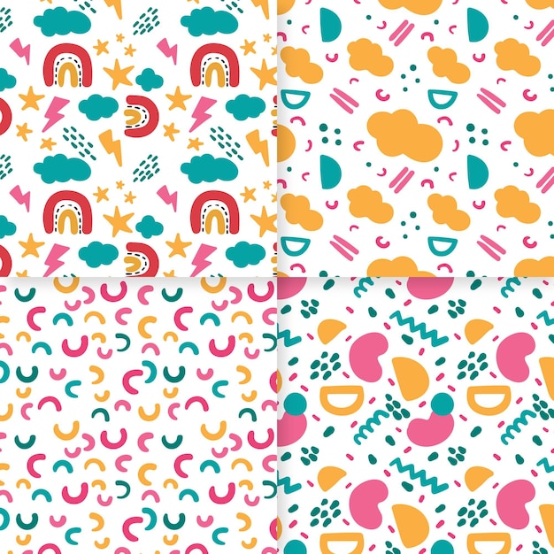 Free Vector abstract hand drawn pattern pack