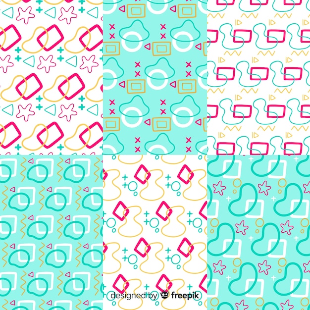 Abstract hand drawn pattern set