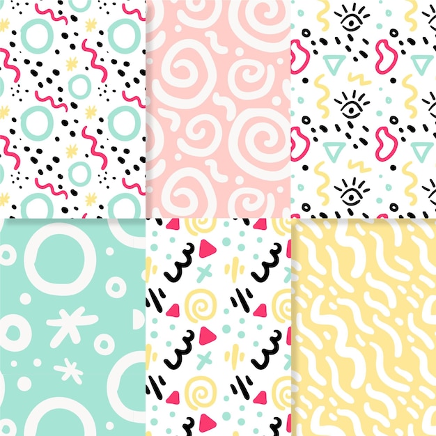 Abstract hand drawn pattern set