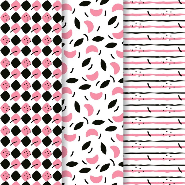 Abstract hand drawn pattern set