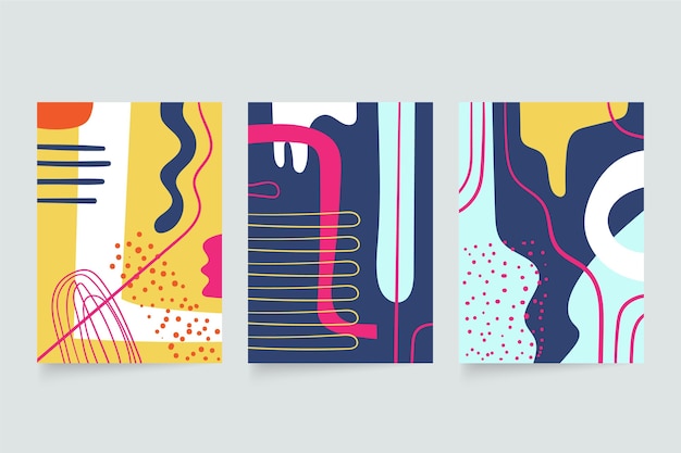 Abstract hand drawn shapes covers set