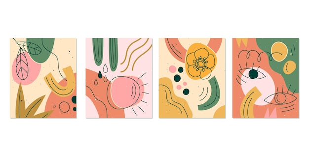 Free Vector abstract hand drawn shapes covers set