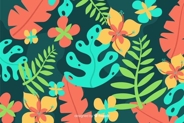 Abstract hand drawn tropical background