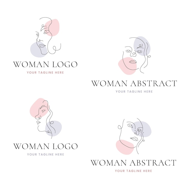 Abstract hand-drawn woman logo template collection