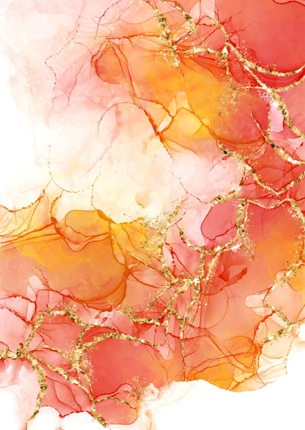 Free vector abstract hand painted alcohol ink background with gold glitter