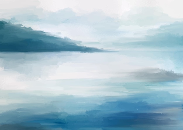 Free Vector abstract hand painted minimal seascape landscape