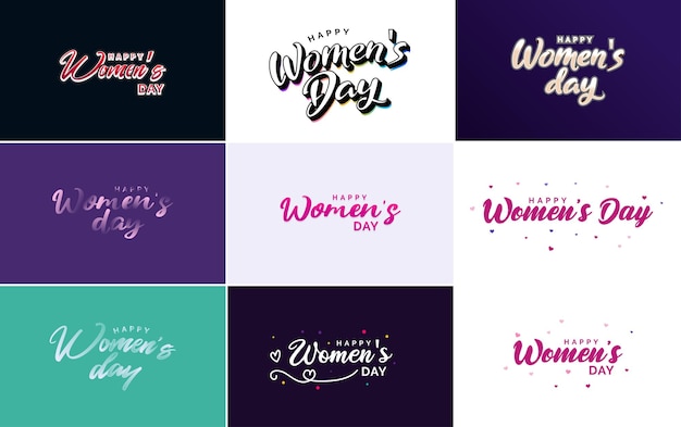 Free Vector abstract happy women's day logo with a love vector design in pink red and black colors