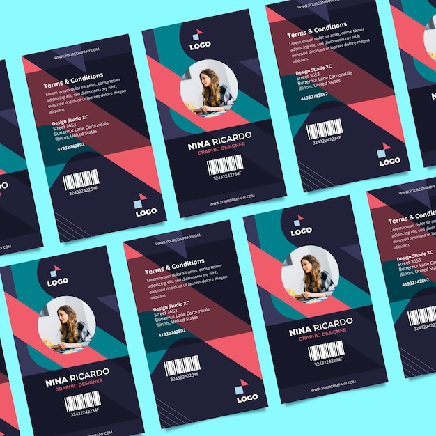 Free Vector abstract id cards template concept