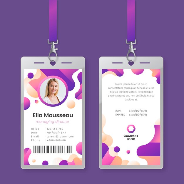 Abstract id cards template with image