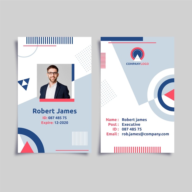 Free Vector abstract id cards template with photo