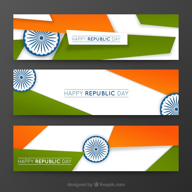 Free vector abstract indian republida day banners