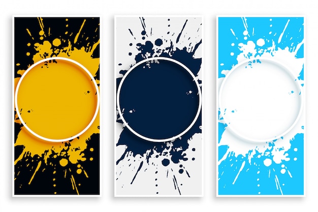 Free vector abstract ink splash banner in different colors