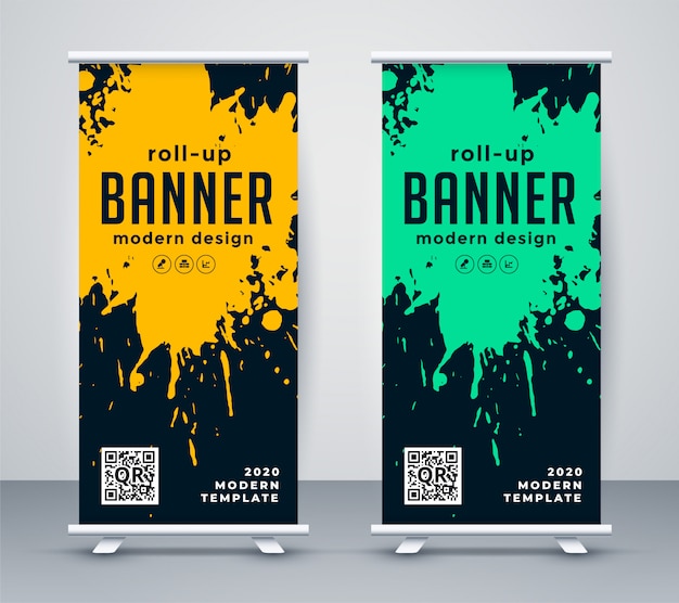 Free Vector abstract ink splash rollup banner design