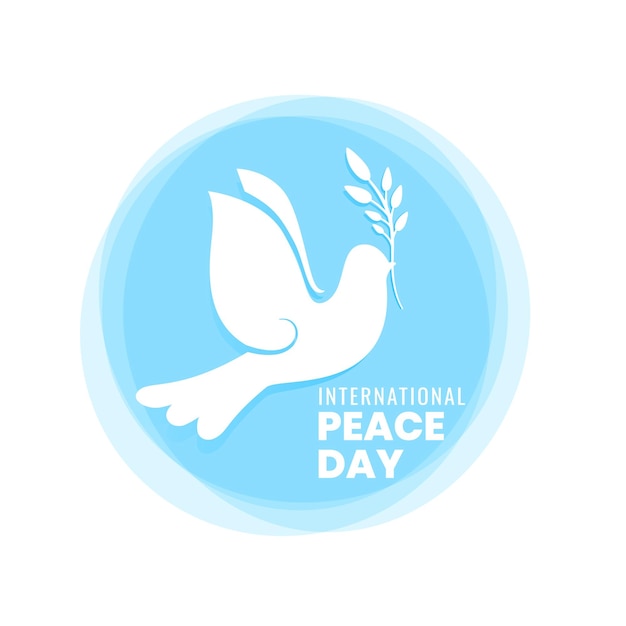 Abstract international peace day poster with pigeon and olive branch design vector illustration