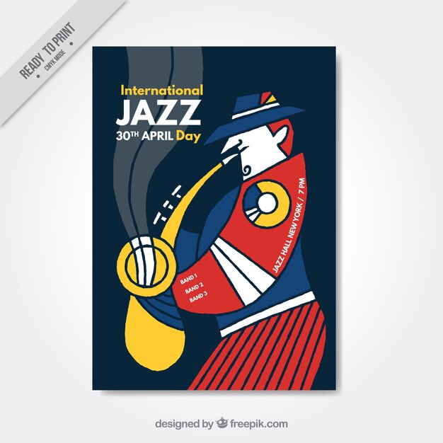  abstract jazz brochure with saxophonist