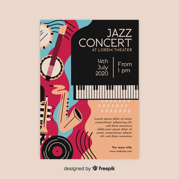 Abstract jazz music poster template