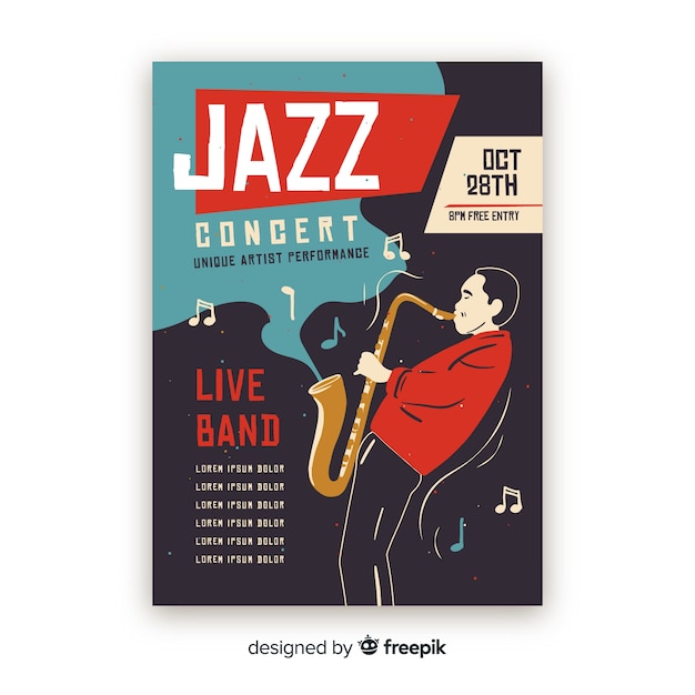 Free Vector abstract jazz music poster template