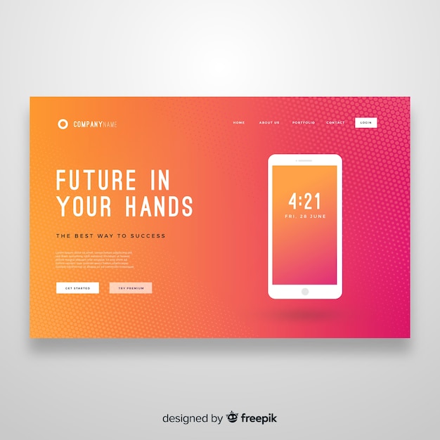 Abstract landing page with smartphone