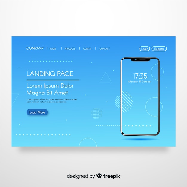 Abstract landing page with smartphone