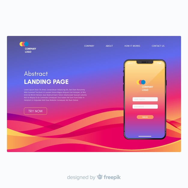 Abstract landing page with smartphone