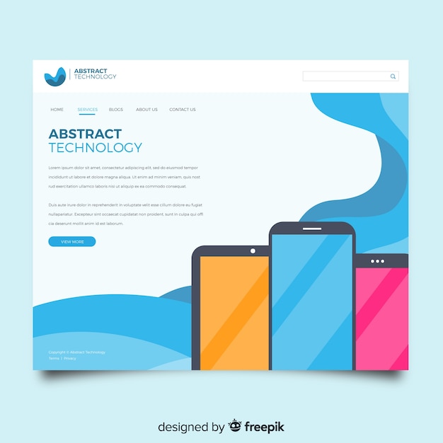 Free vector abstract landing page with technology devices