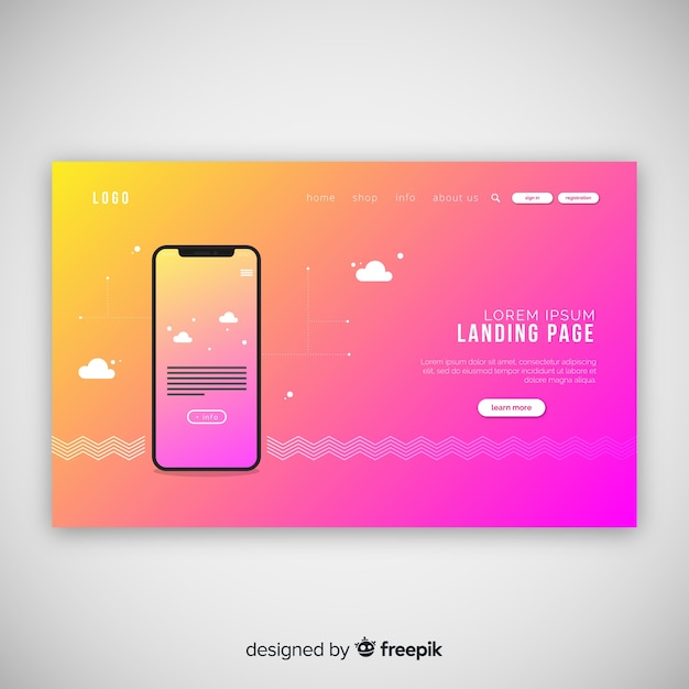 Abstract landing page with technology devices