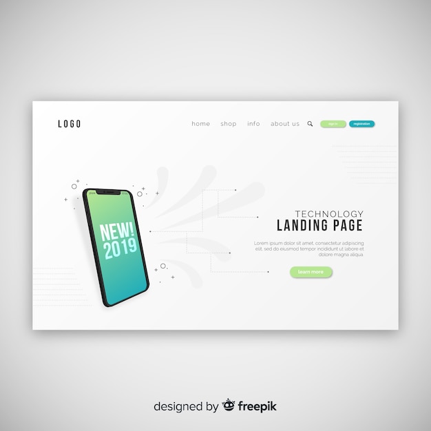 Abstract landing page with technology devices