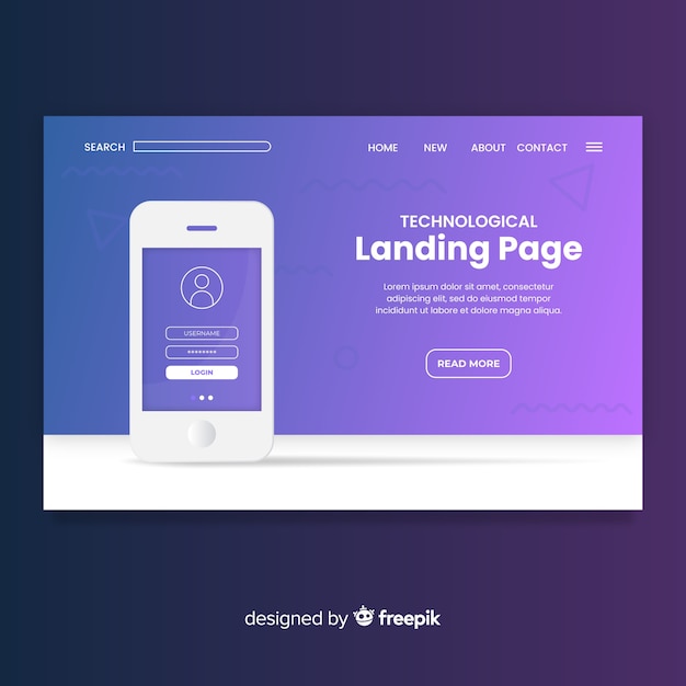 Abstract landing pages with technology devices