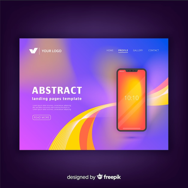 Abstract landing pages with technology devices