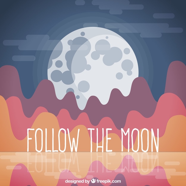 Free Vector abstract landscape background with moon