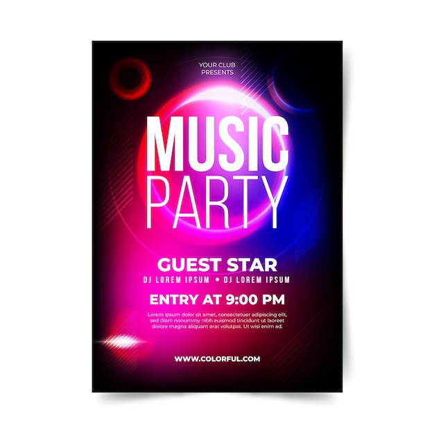 Abstract light effect music poster template